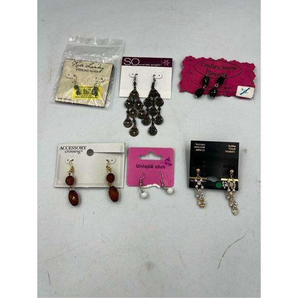 Various Dangle Drop Pierced Earrings Lot Beaded Crystal Jewelry Wear - Picture 1 of 7